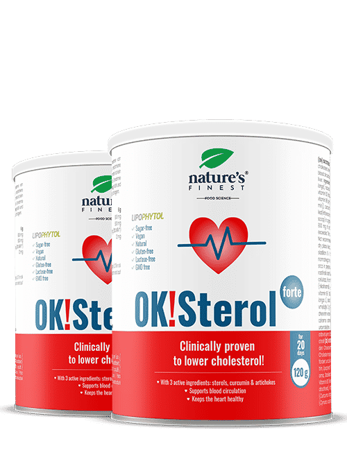 OK!Sterol Forte 1+1 , Klinicznie Potwierdzone , Obniża Poziom Złego Cholesterolu , Wzór 6-1 , Normalizuje Poziom Lipidów , Naturalne , 240g