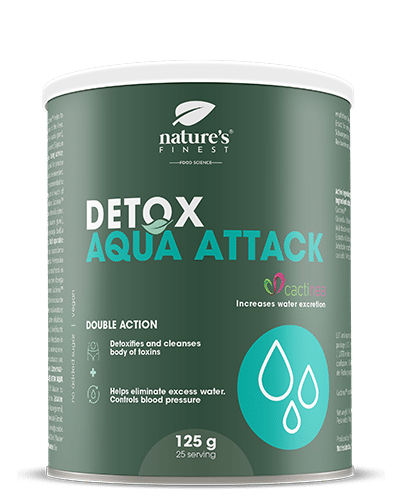 Detox Aqua Attack , Odchudzanie , Redukuje Zatrzymywanie Wody , Formuła Cactinea™ , +27% Eliminacja Wody , Indicaxanthin , Naturalny , 125g